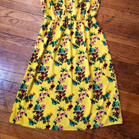 A New Day Yellow Dress Floral Sleeveless size xsmall - elastic waist; summer - Picture 7 of 7